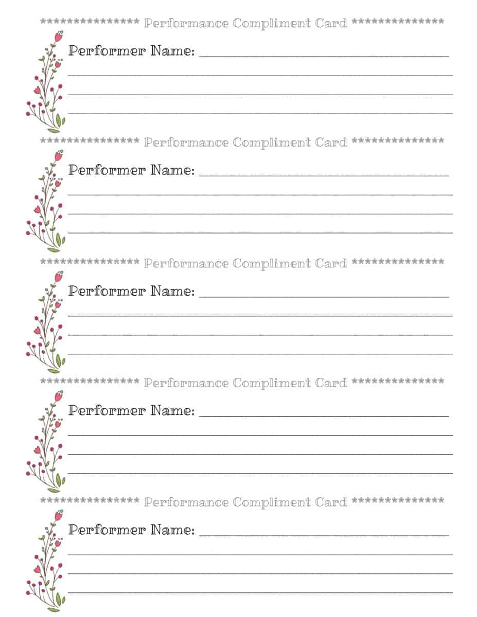 Recital Compliment Cards