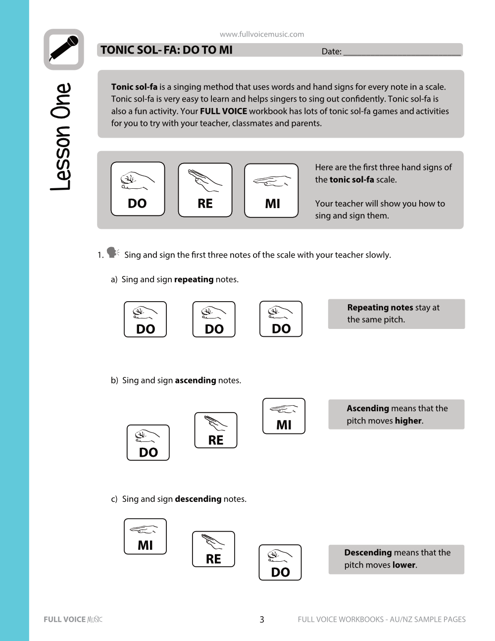 FULL VOICE Student Workbook Sample Lessons