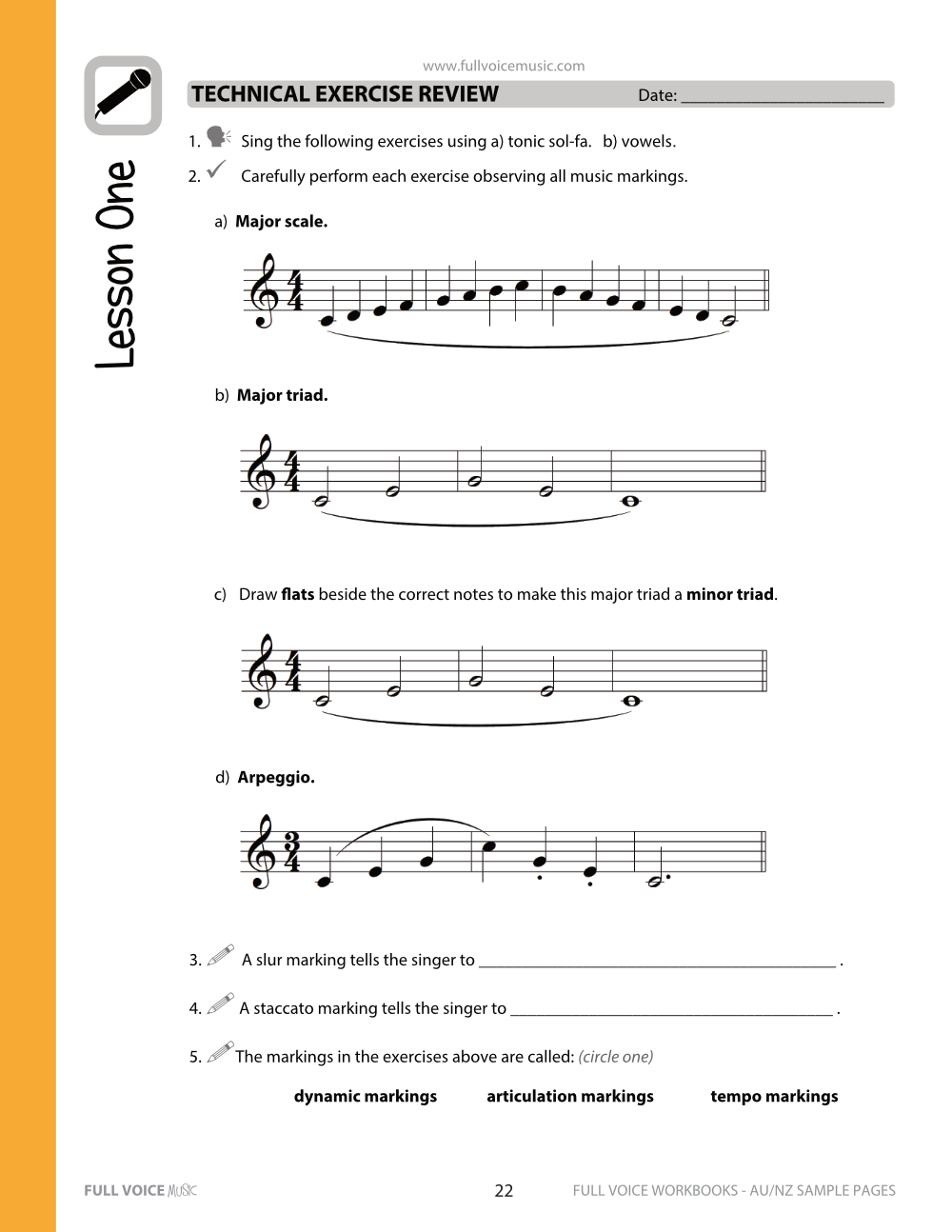 FULL VOICE Student Workbook Sample Lessons