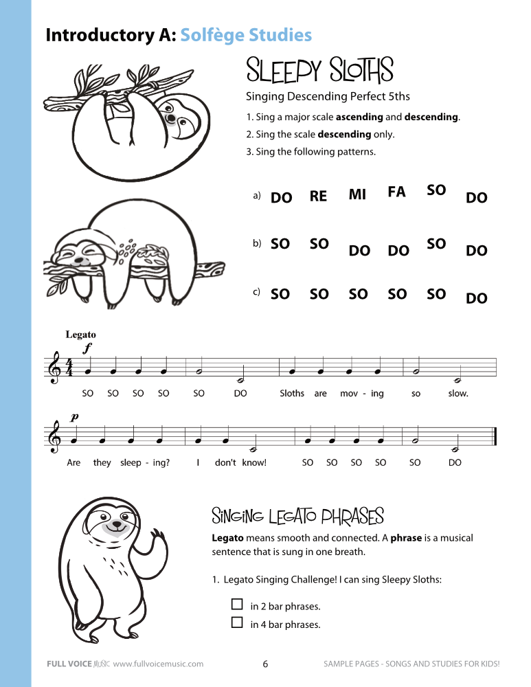 Sample of Sleepy Sloths Solfège Study from Introductory A