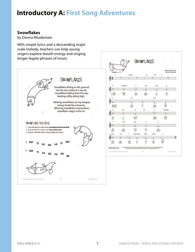 Sample of Snowflakes Activity Page and Leadsheet from Introductory A
