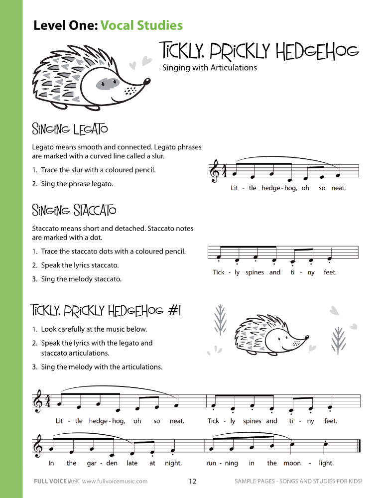Sample of Tickly, Prickly, Hedgehog Vocal Study from Level One