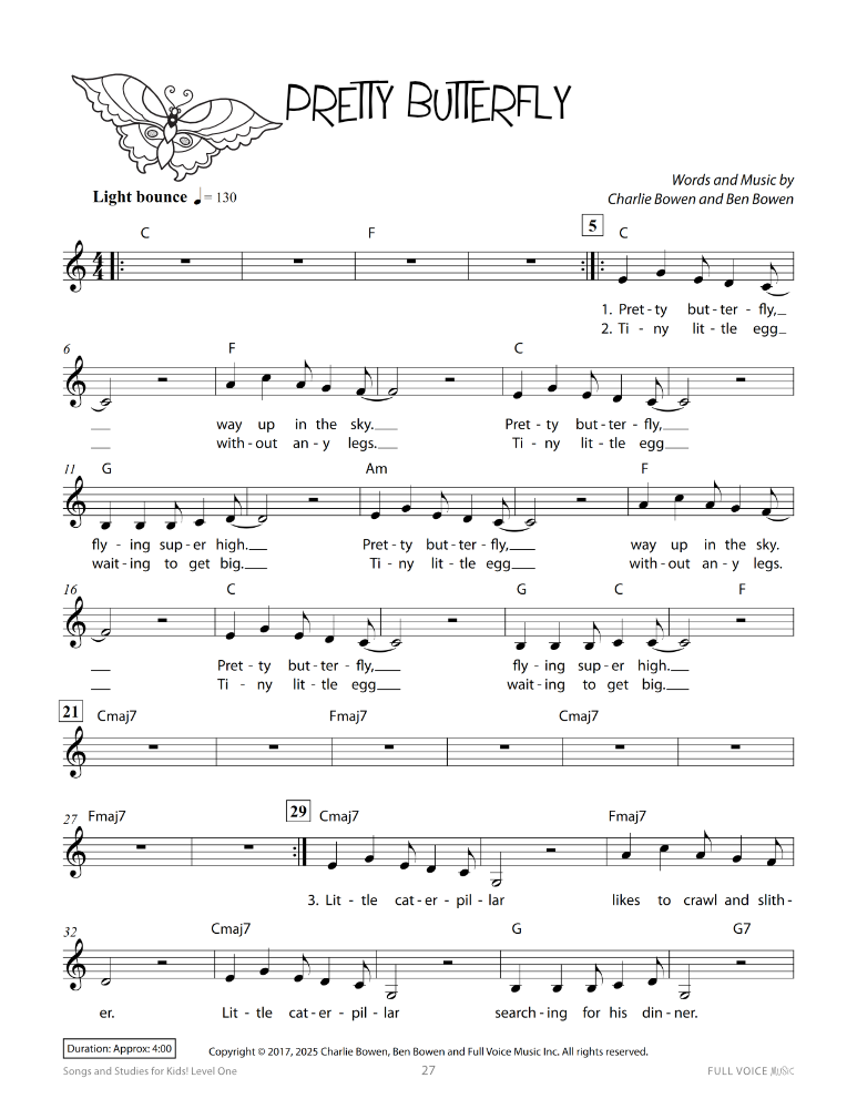 Songs and Studies for Kids! Level one pretty butterfly product image 2