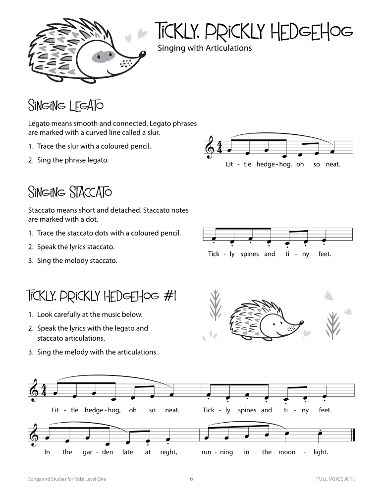 Songs and Studies for Kids! Level one tickly, prickly hedgehog product image 1