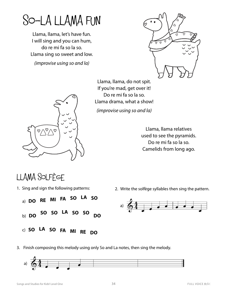 Songs and Studies for Kids! Level one so la llama fun product image 1