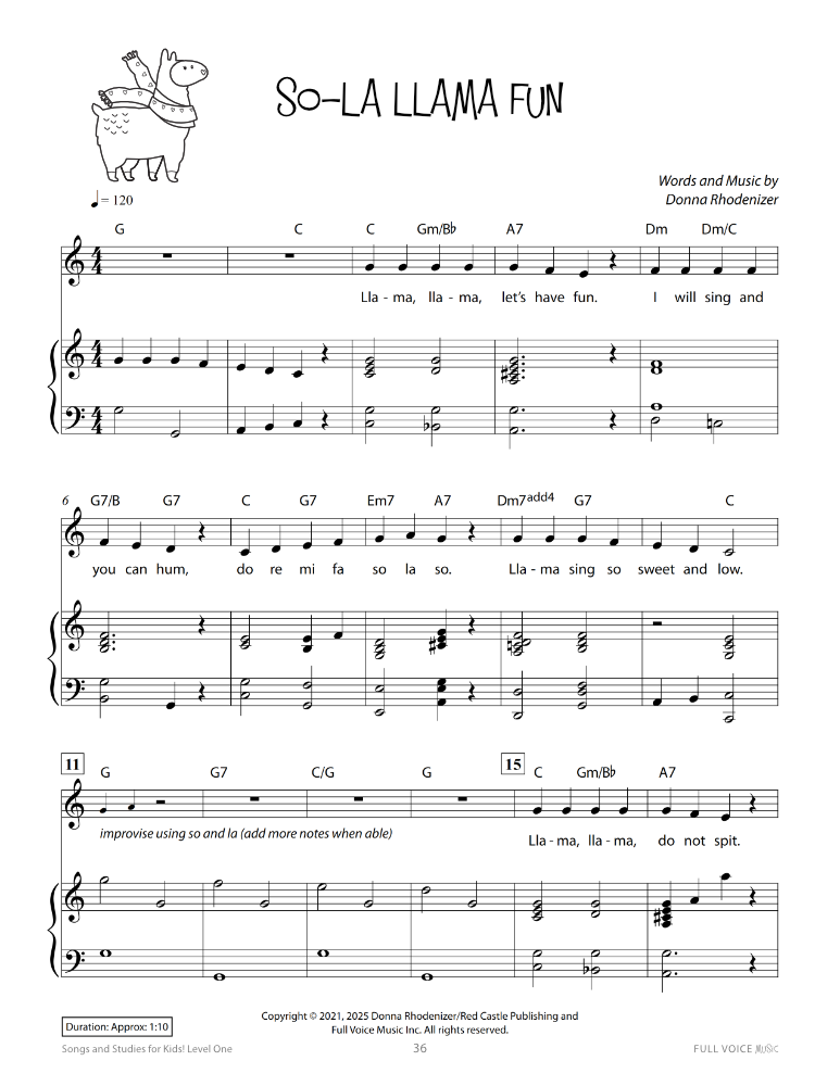 Songs and Studies for Kids! Level one so la llama fun product image 2