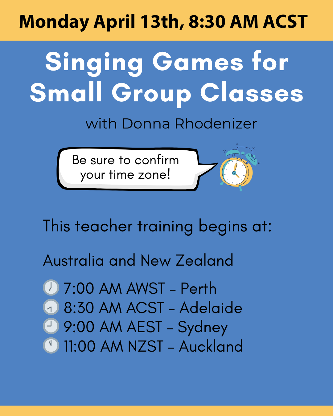 Workshop times in Australia and New Zealand time zones