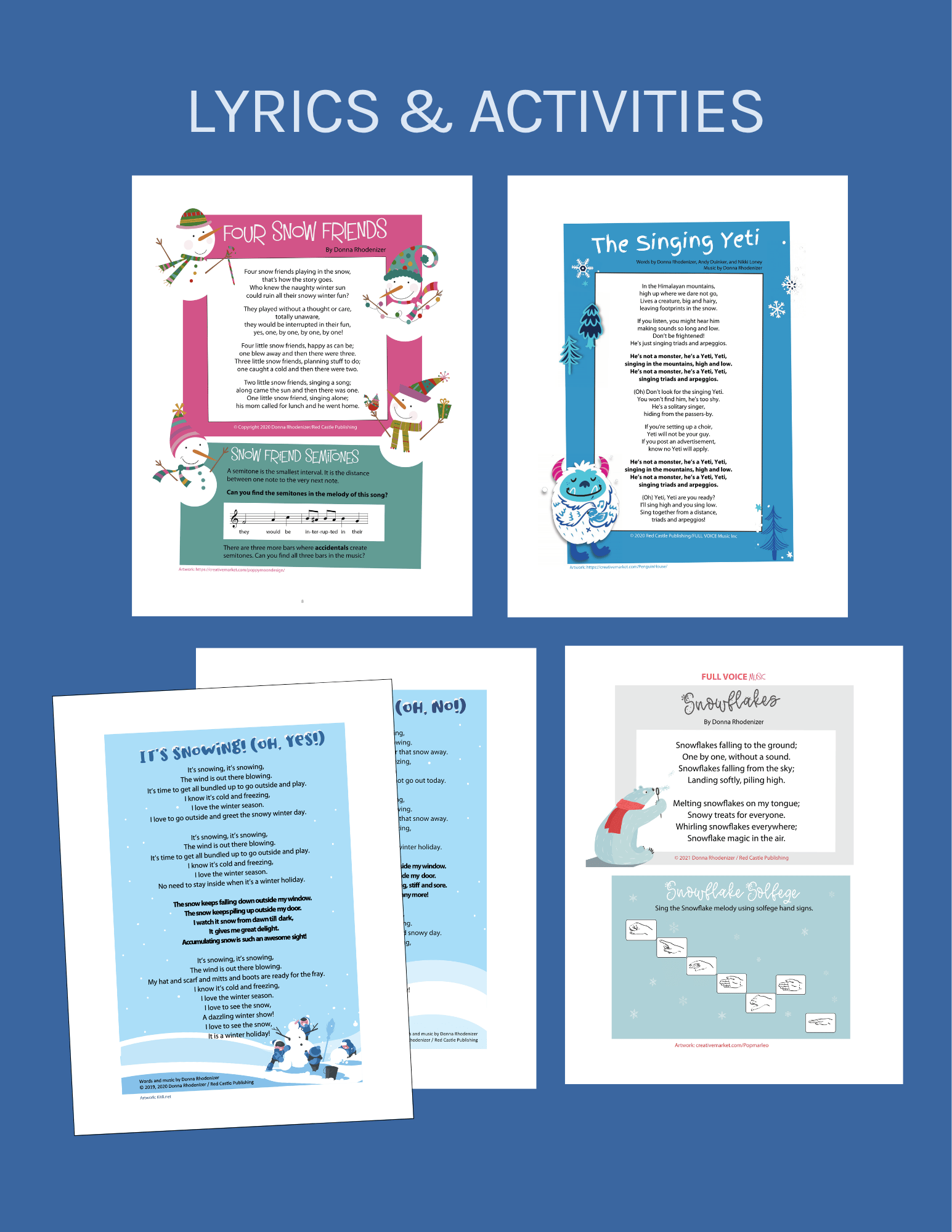 Lyric sheets and activities included for all four songs in the bundle